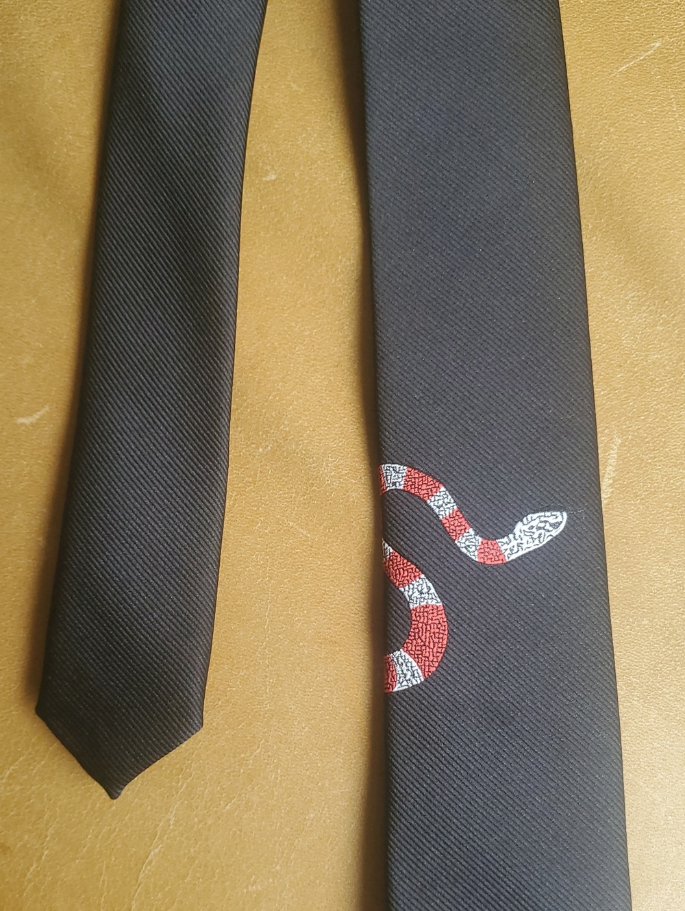 Black Tie With Red And White Snake